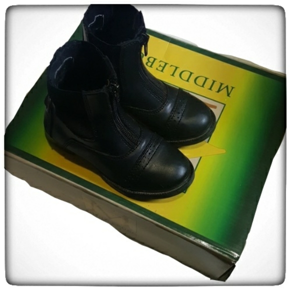 middleburg Shoes Middleburg Kid Zip Black Paddock Riding Boots 27
